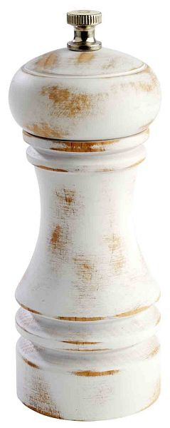 APS zoutmolen, Ø 5,5 cm, hoogte: 15 cm, Duits beukenhout, kleur: wit/vintage, molen van roestvrij staal, 40536