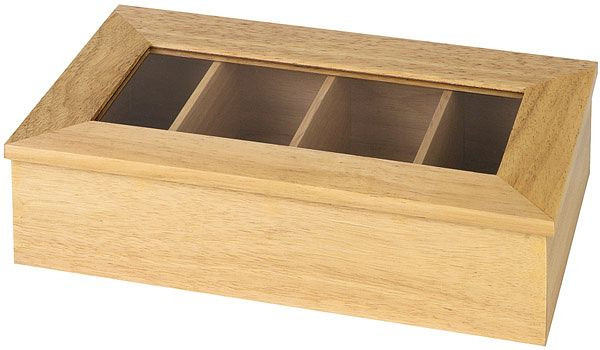 APS theedoos, 35,5 x 20 cm, hoogte: 9 cm, hout, met kijkvenster, zonder opschrift, 11576
