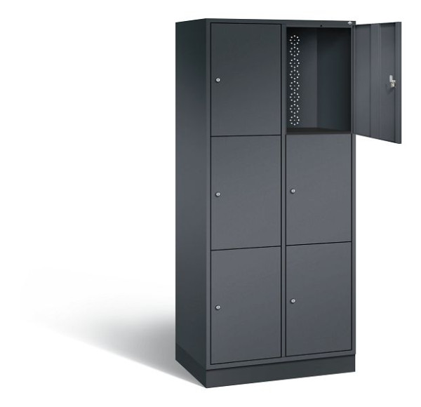 C+P XL lockerkast Intro, H1950xW820xD490mm, kleur: zwart-grijs, 8370-202 S10125