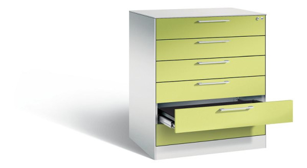 C+P archiefkast Asisto, H1010xB800xD600mm, kleur: lichtgrijs / virid groen, beugelgreep, 146243-600 S10020
