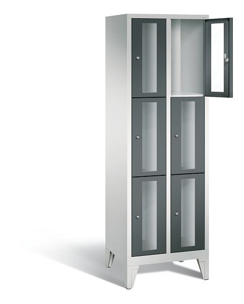 C+P lockerkast Classic, H1850xB610xD500mm, kleur: lichtgrijs / antracietgrijs, 8010A203 S10020
