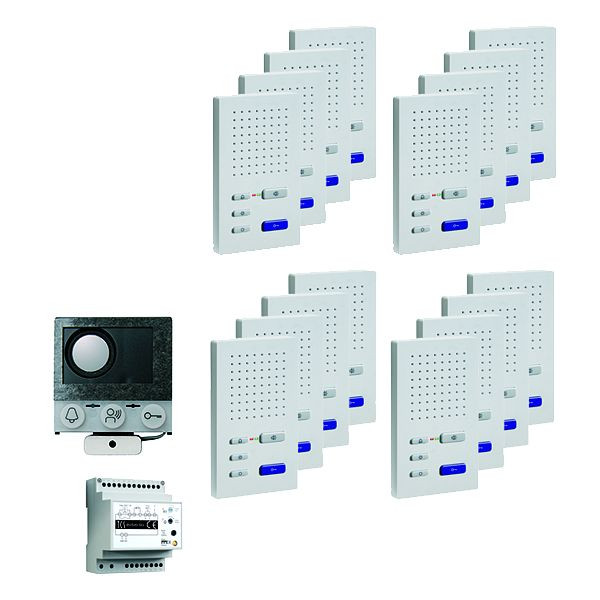 TCS audio:pack installatie voor 16 woonunits, met ingebouwde luidspreker ASI12000 + 16x handsfree speaker ISW3030 + control unit BVS20, PAIF160/004
