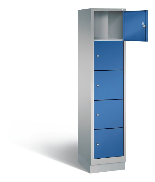 C+P lockerkast Evolo, H1800xB420xD500mm, kleur: wit aluminium / gentiaanblauw, 48020-125 S10092