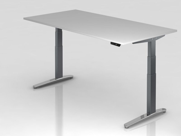 Hammerbacher elektrisch zit-sta bureau 200x100cm grafiet/grafiet, gepolijst, rechthoekige vorm, VXBHM2E/5/GC