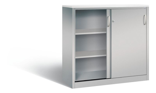 C+P dressoir met schuifdeuren Acurado, H1200xB1200xD500mm, kleur: wit aluminium, beugelgreep, 3 niveaus, 2057-1200 S10290