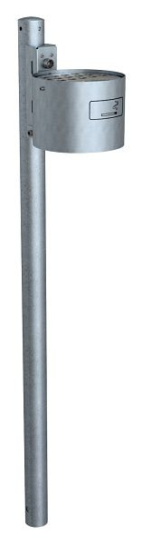 Schake ronde asbak voor wand- en paalbevestiging, thermisch verzinkt, met steunpaal Ø60x1300mm, 4166