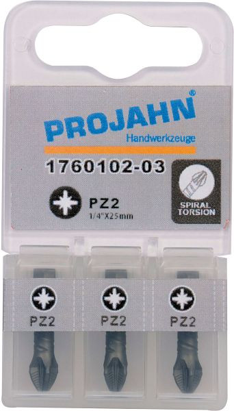 Projahn 1/4" torsiebit ACR2 L25 mm Pozidrive Nr 2 pak van 3, 1760102-03