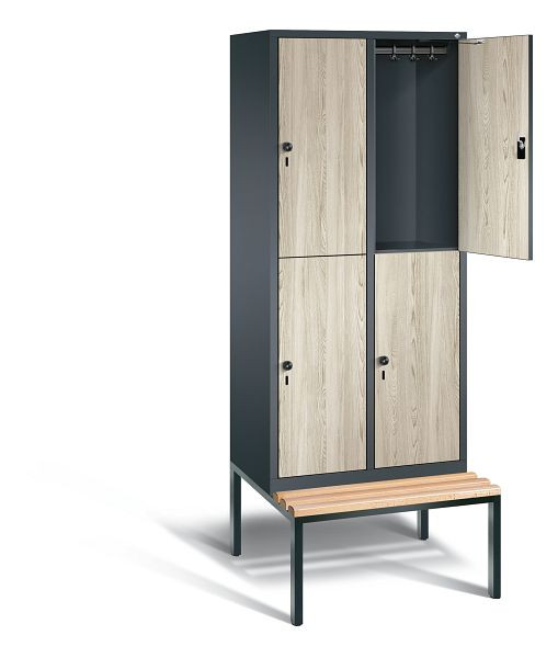 C+P locker, 2-laags Evolo, H2090xW810xD815mm, kleur: antracietgrijs / Sen ash decor, 48350-22 S10236