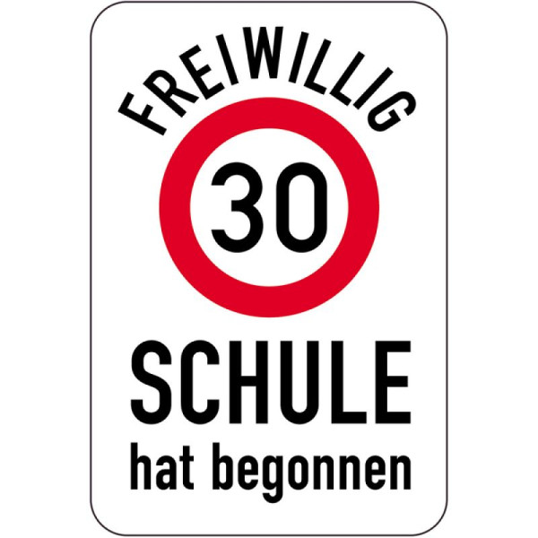 Steen HGS speciaal bord, VRIJWILLIG 30, SCHOOL is begonnen, 400 x 600 mm, 15040