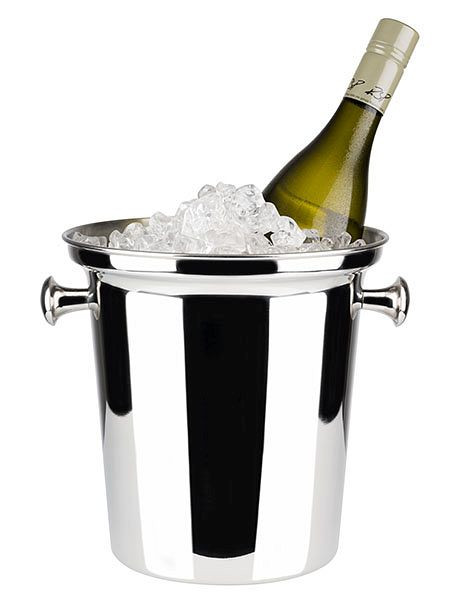 APS wijn/champagnekoeler, Ø 21,5 cm, hoogte: 22 cm, RVS gepolijst, binnenkant mat, met massieve knopgrepen, stabiel, rolrand, 36028