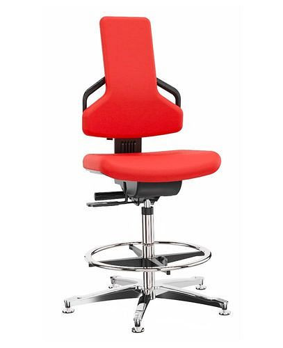 Dauphin Premium werkstoel, bekleding stof rood, aluminium onderstel, vloerglijders, voetring, 266-924