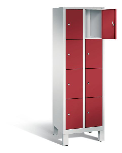C+P lockerkast Evolo, H1850xW610xD500mm, kleur: lichtgrijs/robijnrood, 48010-204 S10088