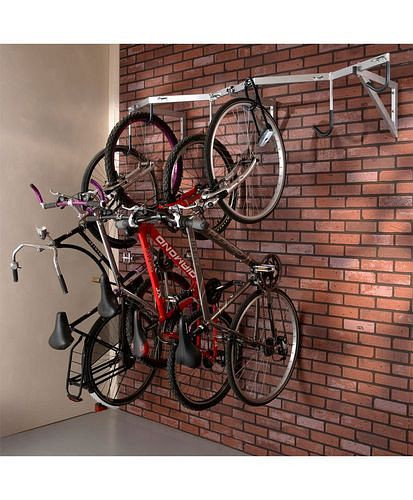 DENIOS wandhouder voor 6 fietsen, met offset haken, breedte 2000 mm, 292364