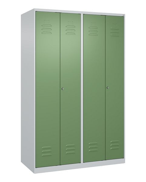 C+P Umkleidespind Classic PLUS, Doppel-Spind, 4 Abteile, 1850x1200x500mm, 7035/6011, Zylinderschlösser, 080002-40P S10002