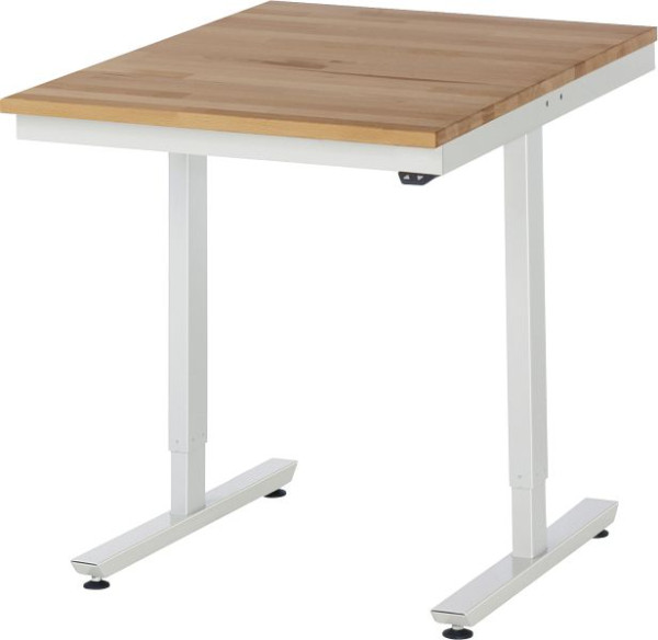 RAU werktafel serie adlatus 150 (elektrisch in hoogte verstelbaar), massief beuken werkblad, 750x720-1120x1000 mm, 08-AT-075-100-B
