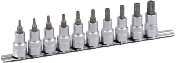 Projahn 1/2" doppenset op rail 9 delig TX bit met gat, 4224