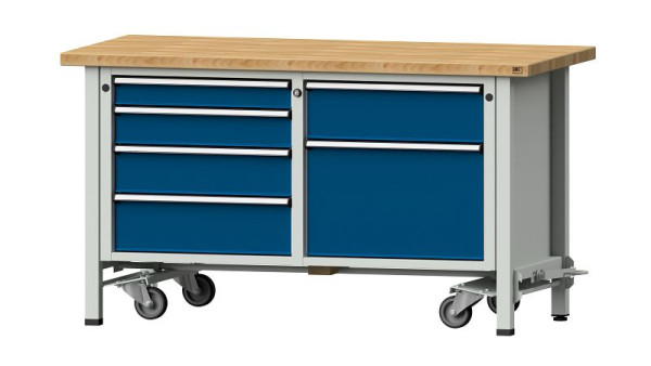 ANKE werkbanken kistwerkbank, model 237 V, 1500 x 700 x 840 mm, RAL 7035/5010, BMP 40 mm, met neerlaatbare aandrijfinrichting, 305.276