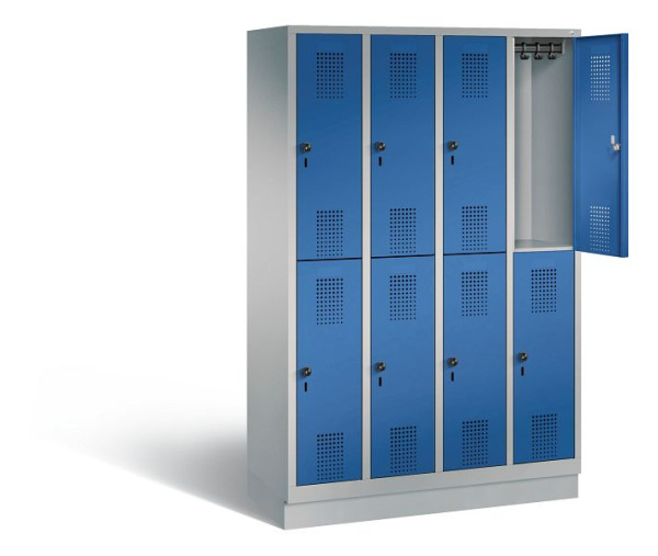 C+P locker dubbeldekker Evolo, H1800xW1190xD500mm, kleur: wit aluminium / gentiaanblauw, 48320-40 S10744