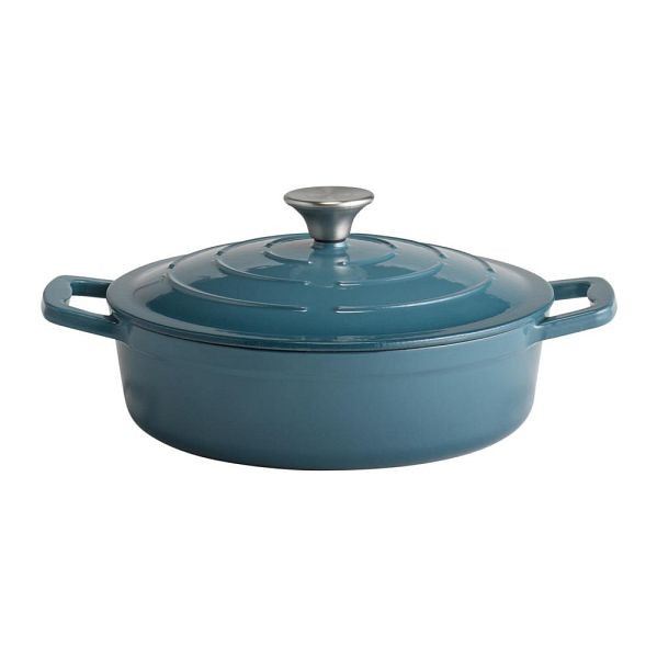 APS braadpan met deksel "5 STARS", gietijzer, geschikt voor inductie, ovenbestendig, inclusief dekselhouder, Ø 25 cm, 2,5 liter, turquoise, 88312