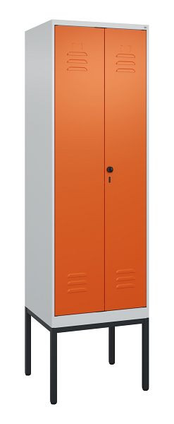 C+P Umkleidespind Classic PLUS, Doppel-Spind, Gestell, 2 Abteile, 2120x600x500mm, 7035/2004, Drehriegel, 0800327-20P S10045