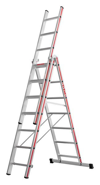 HYMER multifunctionele ladder, driedelig, 3x7 sporten, lengte ingeschoven 2,07 m / uitgeschoven 4,87 m, 404721
