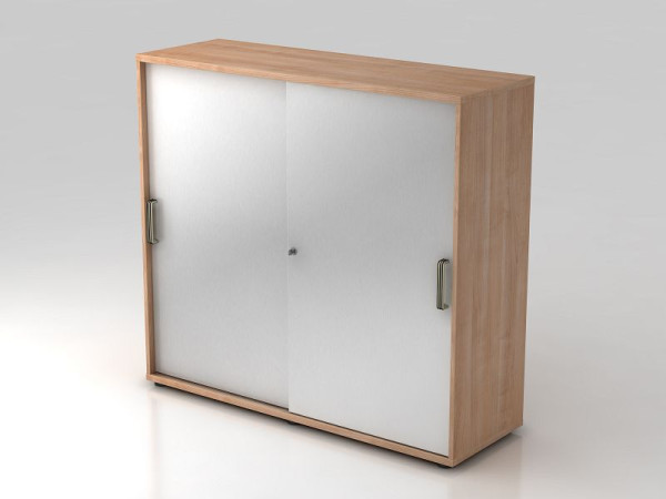 Hammerbacher schuifdeurkast 3OH 120cm strookgreep walnoot/zilver, 120x40x110 cm (BxDxH), V1753S/N/S/SG