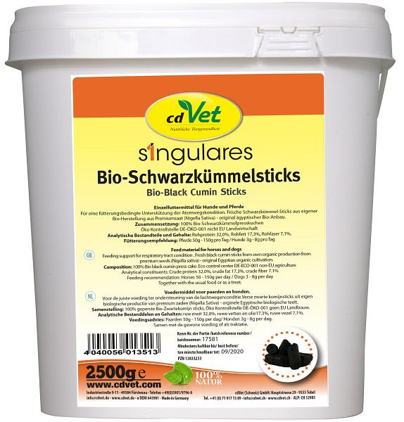 cdVet Singulares biologische zwarte komijnsticks 2,5 kg, 1351