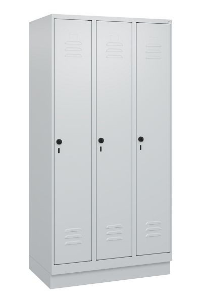 C+P Umkleidespind Classic PLUS, Sockel, 3 Abteile, 1800x900x500mm, 7035/7035, Drehriegel, 0800207-30 S10009