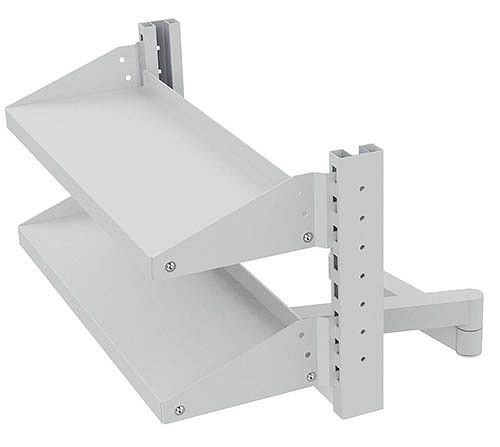 Bedrunka + Hirth zwenkarm met zwenkframe en 2 kantelbare planken, afmetingen in mm (BxDxH): 680 x 287 x 400, 07.98.03