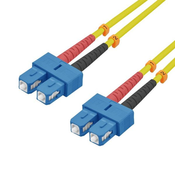 Helos glasvezel patchkabel SC/SC duplex 9/125µm OS2 geel 7,5m, 115813
