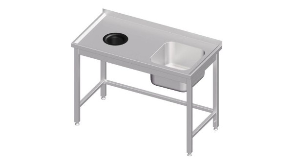 Stalgast spoelunit, hoogte 850 mm, zonder sokkel, met afvoergat, met wasbak, met opstaande rand, gelast