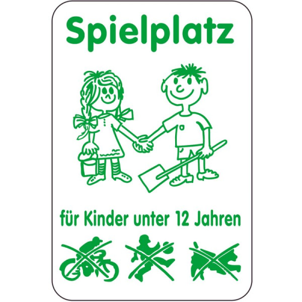Steen HGS speciaal bord, speeltuin voor kinderen onder de 12 jaar, 400 x 600 mm, tekst: groen, 15001