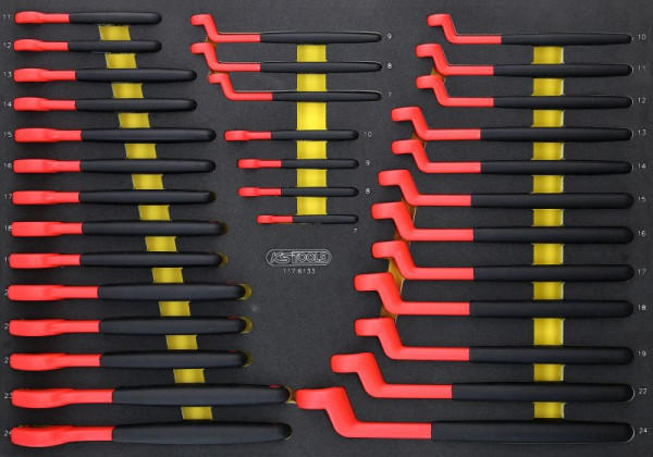 KS Tools Geïsoleerde sleutelset in schuimrubberen inzetstuk, 33-delig, 117.6133