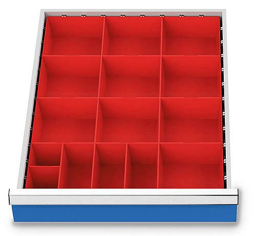 Bedrunka + Hirth lade-inzet T736 R 18-24, voor frontpaneel hoogte 50 mm, 10 x KTK 150 x 150 mm, 3 x KTK 75 x 150 mm, 2 x KTK 75 x 75 mm, 119BLH50
