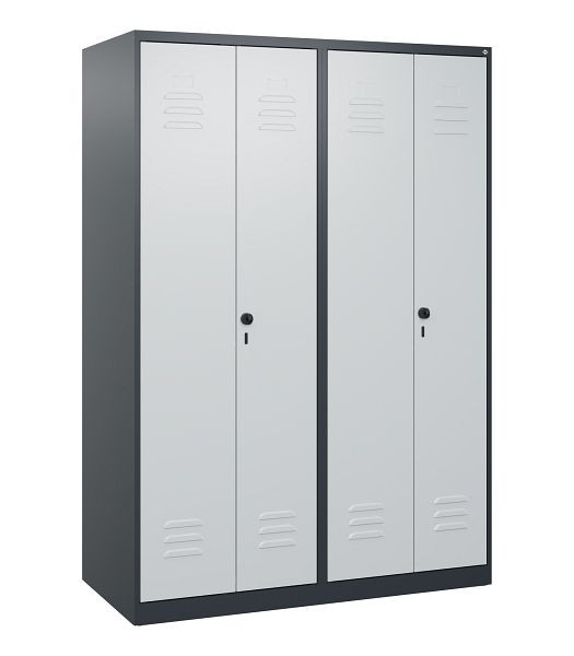 C+P Umkleidespind Classic PLUS, Doppel-Spind, 4 Abteile, 1700x1200x500mm, 7016/7035, Drehriegel, 0800027-40P S10011