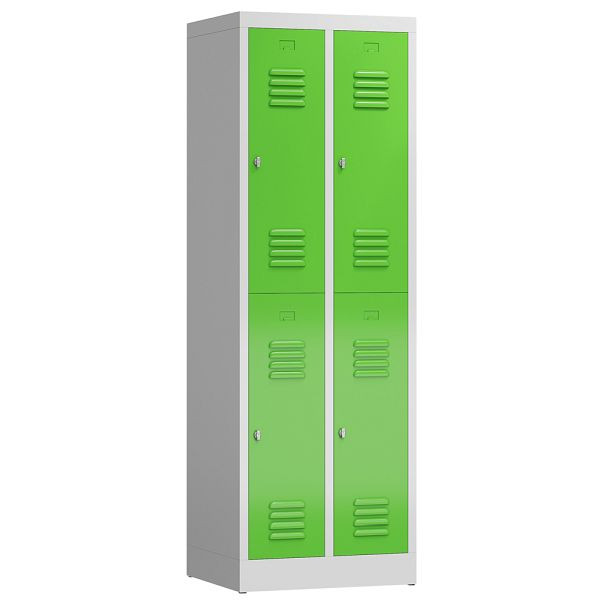 Lüllmann ClassiX kledingkast, 2 vakken, dubbeldekker, 1800 x 590 x 500 mm, lichtgrijs/geelgroen, X-520225
