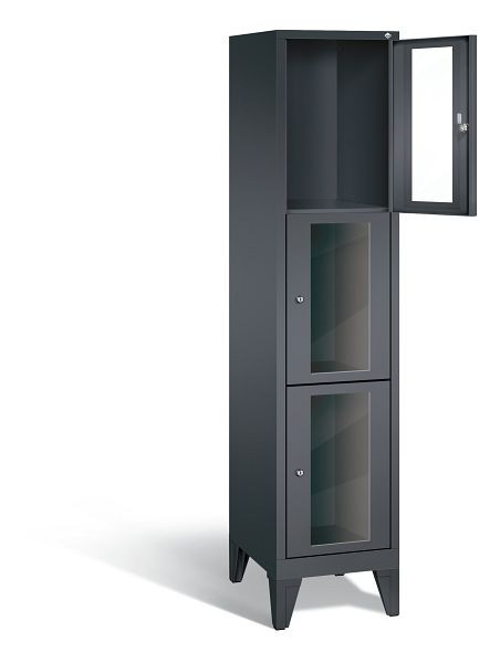 C+P lockerkast Classic, H1850xB420xD500mm, kleur: zwart-grijs, 8010A123 S10017