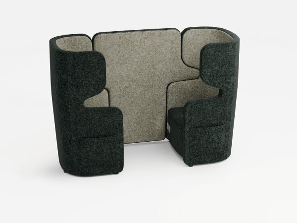 Bisley set van 2, tegenoverliggende fauteuil met hoge rugleuning, kleur: antraciet / lichtgrijs, stopcontact + 2xUSB + 2 zijvakken, VIVH2SETPS2WM0112WM0101