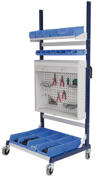 Bedrunka + Hirth werkraster-Mobil enkelzijdig, 1x multi-rolluikkast, 1x containerdrager, 1x legplank Afmetingen in mm (BxDxH): 1000 x 800 x 2198, 07.8310.04