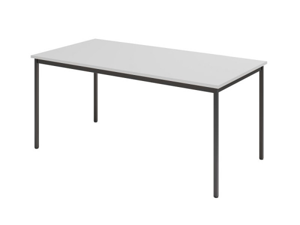 Hammerbacher vergadertafel VS16, 160 x 80 cm, blad: grijs, vierpootsframe zwart, werkhoogte 72 cm, rondom stalen frame zwart, VVS16/5/D