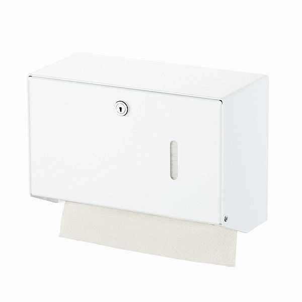 Air Wolf papieren handdoekdispenser voor maximaal 400 gevouwen handdoeken, Omicron II-serie, H x B x D: 190 x 275 x 130 mm, wit aluminium, 35-741