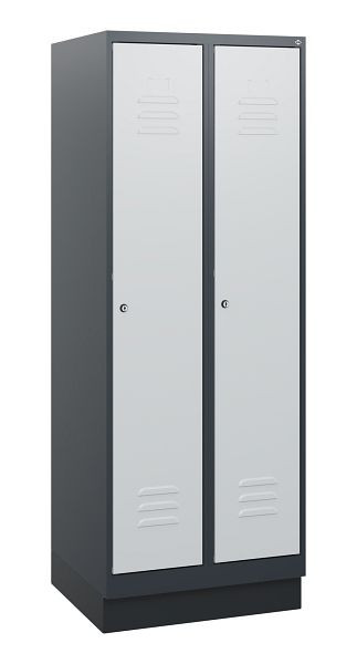 C+P luierkluis Classic PLUS, onderbouw, 2 vakken, 1630x600x500mm, 7016/7035, cilindersloten, 0800205-20 S10028