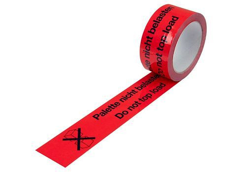 DENIOS waarschuwingstape, PP, opdruk Do not load pallet, in signaalrood, 50 mm breed x 66 m, verpakking: 12 rollen, 299570