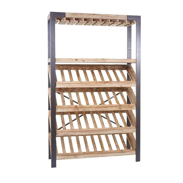 Mendler HWC-D60 wijnrek, flessenrek, flessenhouder, barkast, wijnrek voor 40 flessen, massief hout FSC 189x114x39cm, 63803+63804