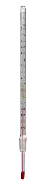 Rettberg destillatiethermometer, 0 tot +250°C, kern NS 14.5/23, inbouwlengte 75 mm, rode speciale vulling, Hg-vrij, 107000128