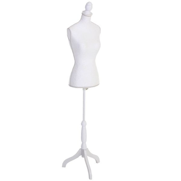 Mendler Formulier T220, Paspop Torso Dames, Foam, Wit met Kant, 46872