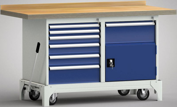 KLW mobiele standaard werkbank - 1500 x 700 x 866 mm L x B x H, WS782N-1500M40-E7027