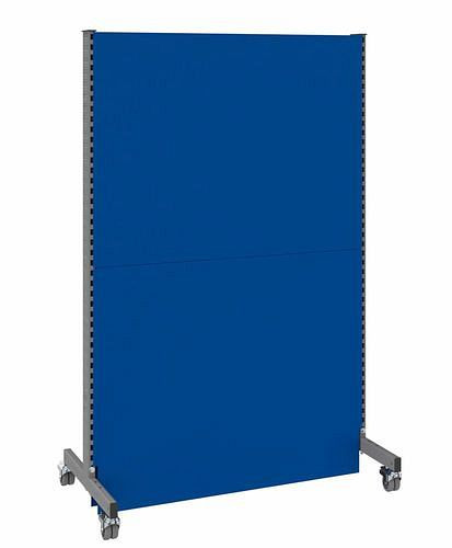 DENIOS mobiele akoestische scheidingswand, basisveld, B 1250, H 2000 mm, eenzijdige akoestische geperforeerde plaat, grijs/blauw, 293101