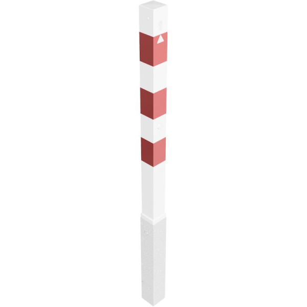 Stone HGS slagpaal -Bollard-, met profielcilinderslot, verschillende sleutels, sluiting bovenaan, wit met 3 rode lichtlijsten, zonder oogjes, 470zb