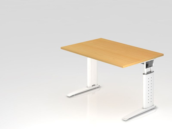 Hammerbacher bureau C-poot 120x80cm beuken/wit, werkhoogte 68-86 cm verstelbaar, VUS12/6/W